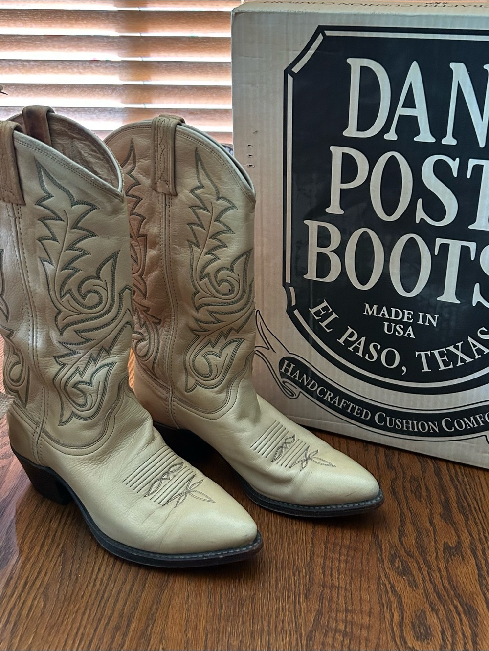 Dan Post Cream Leather Western Heeled Boots